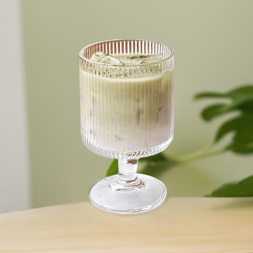 vertical grain glass goblet personality dessert cup transparent restaurant ice cream cup design cup jelly cup juice cup