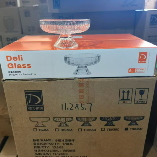 deli new glass ice cream cup glass bowl heat-resistant thickening household desserts bowl