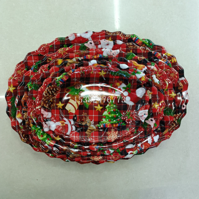 Oval Lace Plastic Tray Christmas Plastic Tray Fruit Plate Dim Sum Plate Fruit Plate Cover Plate Fashion Fruit Plate