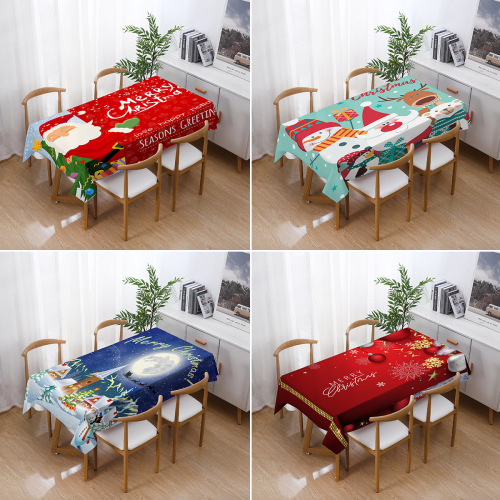source manufacturers cross-border 3d digital printing christmas polyester tablecloth new year decoration absorbent tablecloth pictures can be customized