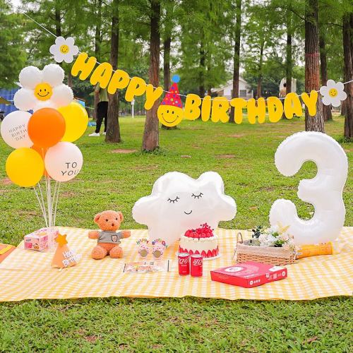 little red book picnic camping birthday arrangement balloon decorations outdoor children‘s year-old party scene photo props