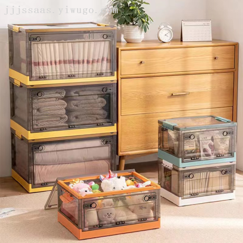 extra large thick transparent folding storage box side opening with wheels collect clothes books multi-functional sundries storage box