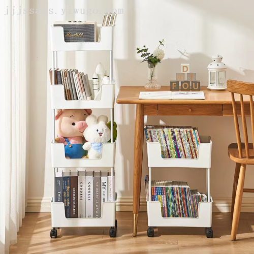 movable bookshelf and storage shelf household floor simple bookcase multi-layer household trolley storage cabinet storage cabinet