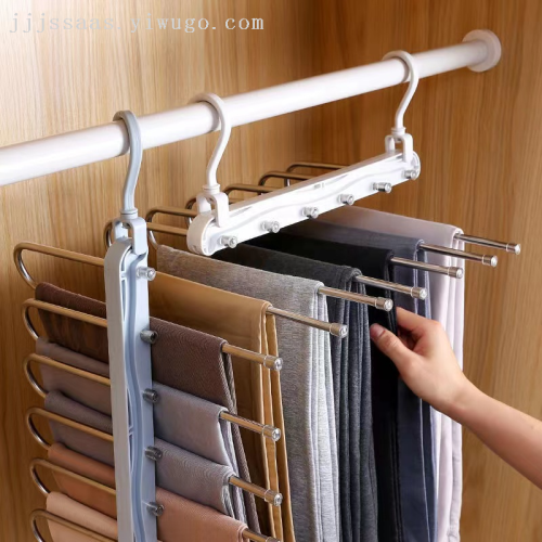 retractable folding multifunctional multi-layer pants rack pants hanger household magic trouser press wardrobe storage fantastic pants hanger