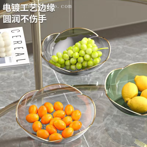 light luxury fruit plate transparent drop shape fruit plate household living room snack dried fruit plate gilding edge storage tray
