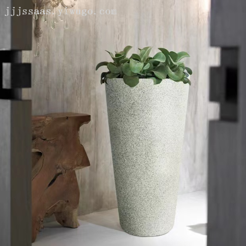 heighten and thicken imitation sandstone plastic flower pot indoor courtyard nordic living room simple floor-standing decorations green plant flower pot