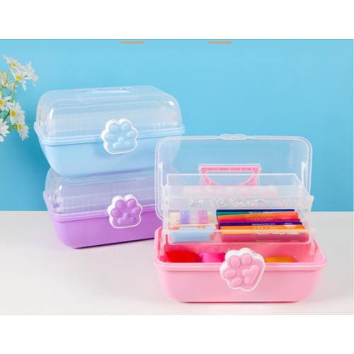 三层折叠DIY手账贴纸收纳箱可手提大容量咕卡收纳盒多功能工具箱