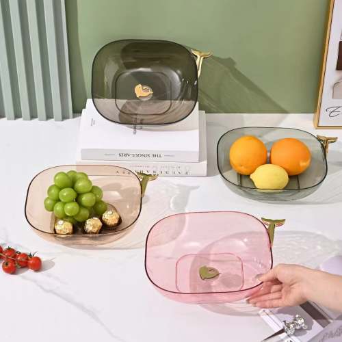 new light luxury golden edge transparent fruit pte living room sna tray household minimalist pte factory wholesale
