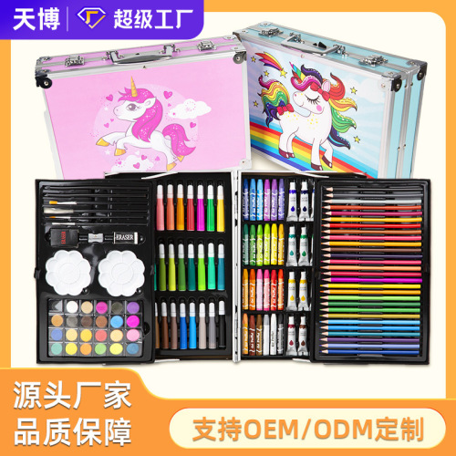 六一儿童节礼物145件水彩笔套装 美术绘画文具蜡笔油画棒画笔批发