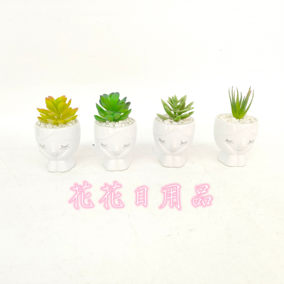 Artificial/Fake Flower Bonsai Ceramic Basin Sleeping Beauty Variety Succulent Decoration Ornaments