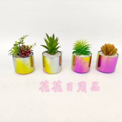 Artificial/Fake Flower Bonsai Ceramic Colorful Basin Variety Succulent Decoration Furnishings Ornaments