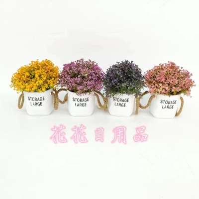 Artificial/Fake Flower Bonsai Plastic Basin Green Plant Small Flower Decoration Ornaments