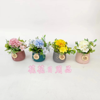 Artificial/Fake Flower Bonsai Ceramic Basin Hydrangea Decoration Ornaments