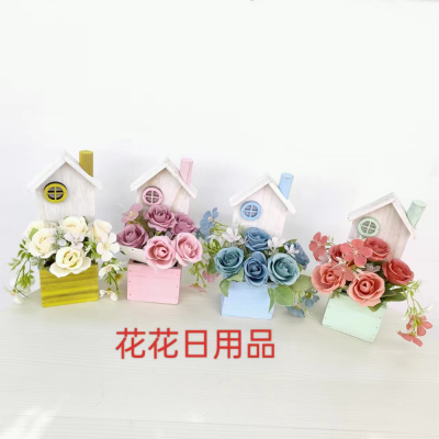 Artificial/Fake Flower Bonsai Wood Box Rose Decoration Ornaments