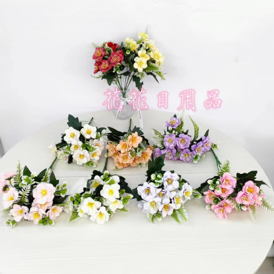 Artificial/Fake Flower Bonsai Single 5 Forks 10 Heads Apple like Flower Flower Pot Furnishings Ornaments