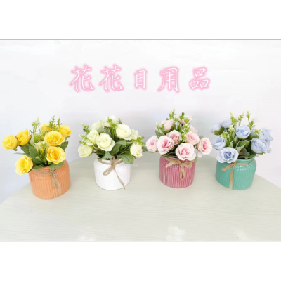 Artificial/Fake Flower Bonsai Ceramic Basin Rose Decoration Decorations Dining Table Bar Desk, Etc.