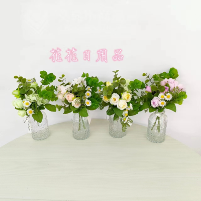 Artificial Flower Artificial Flower Bonsai Glass Bottle Small Rose Decoration Decorations