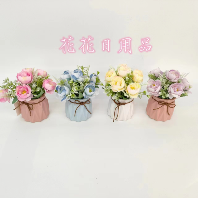 Artificial/Fake Flower Bonsai Ceramic Basin Peony Decoration Ornaments