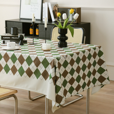 Rosa Plaid Full-Grid Series Tablecloth Soft Flannel Coffee Table Cover Towel Retro Rhombus Prints Household Dining Tablecloth Living Room