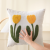 Corduroy Embroidery Plant Flower Shape Home Sofa Cushion Soft Fabric Living Room Pillow Cover Office Lumbar Support Pillow