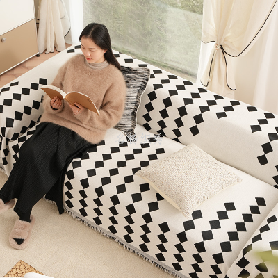 Stylish Black and White Color Sofa Cover Towel Easy to Handle and Match Sofa Towel Easy to Hold Living Room Sofa Decoration