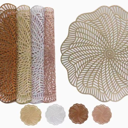 Factory Direct Sales Teslin Meal Western-Style Placemat PVC Woven Thermal Shielded Table Mat Bowl Mat Coaster Teslin Table Runner
