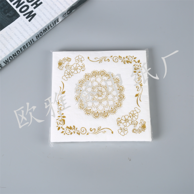 Factory Direct Sales Gilding Tissue Creative Exquisite Printed Napkin Flexible and Smooth Customized Log