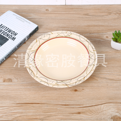 Round Series Bone Porcelain Plate Dish Chinese Tableware Household Plate Melamine Deep Plate Dinner Plate Fish Dish Factory Direct Sales