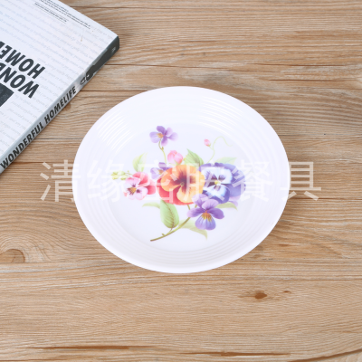 Factory Direct Sales round White Background Bone Porcelain Plate Dish Chinese Tableware Household Plate Melamine Shallow Plate Dish Fish Dish