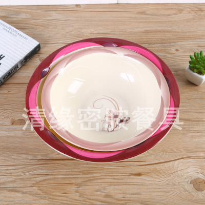 Round Fashion Melamine Melmac Bowl Hotel round Soup Bowl Household Tableware Meal Bowl Fruit Plate Factory Spot Direct Sales