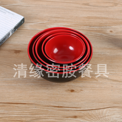 Qingyuan Melamine Tableware Produced Chinese Creative Red Rose Series Melamine Tableware Set Household Rice Bowl round Bowl