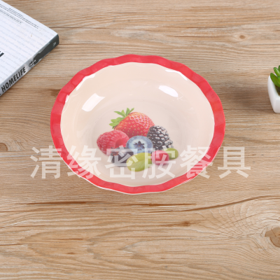 Fruit Printed Pattern Melamine Material Fruit Salad Bowl Tableware Fashion Simple Home Tableware Factory Direct Supply
