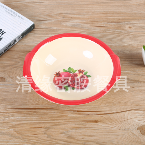 双耳设计密胺材质水果沙拉碗 家用客厅饭店小吃盘酒店点心糖果碗