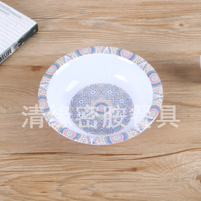 Factory Spot Direct Sales Melamine Tableware 2023 New Style Bohemian Pattern Soup Bowl Noodle Bowl