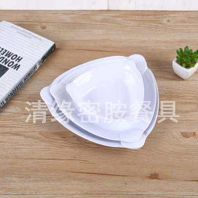 Triangle Style Melamine Tableware Imitation Porcelain Melamine Plate Commercial Restaurant Hot Pot Restaurant Banquet Drop-Resistant Special Shaped Plate