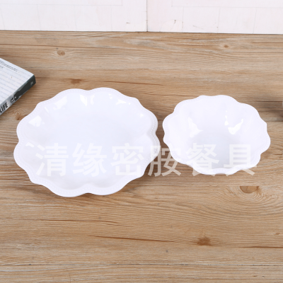 Melamine Plate Commercial Imitation Porcelain Tableware over Rice Plate round Bone Dish Pure White Dish Buffet Plastic Dish