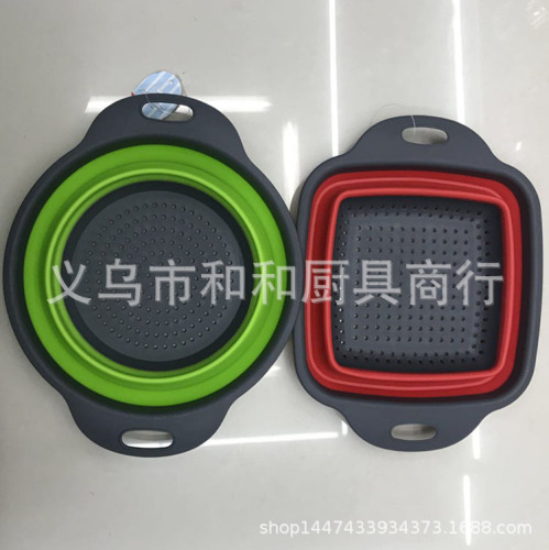 double layer folding drain basket kitchen telescopic fruit basket space saving household basket kitchenware factory direct sales