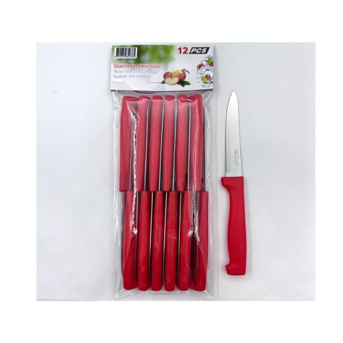 in stock supply 12 pcs suit steak knife stainless steel saw knife plastic handle kitchen bread knife table knife