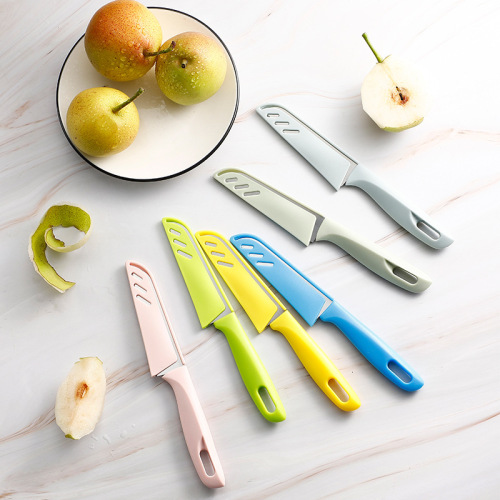 stainless steel fruit knife with blade sheath kitchen household plastic fruit knife melon and fruit knife 24pc display box peeler