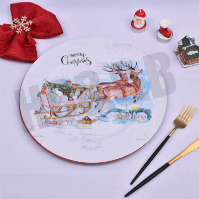 Christmas Decorative Plates for Table Classic Pattern Elegant Plastic Chargers Bulk Wedding, Tabletop Decor for Party, Events, Holidays.
