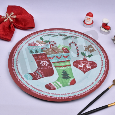 Christmas Decorative Plates for Table Christmas Patterned Charger Plates for Christmas Halloween Wedding Party