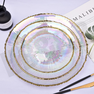 Plate Hotel Wedding Dinner Plate with Golden Edge Glass Plate Fashion Boutique Placemat Plate Fruit Plate