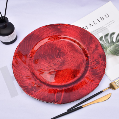 Plate Hotel Wedding Dinner Plate Water Pattern Glass Plate Fashion Boutique Placemat Plate Fruit Plate Decoration Swing Plate