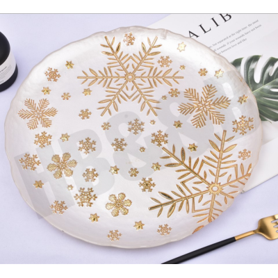 Plate Hotel Wedding Dinner Plate Christmas Glass Plate Fashion Boutique Placemat Plate Fruit Plate Decoration Swing Plate