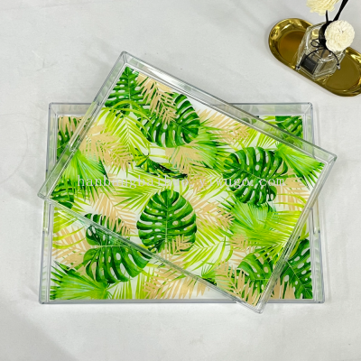Rectangular Plastic Tray Transparent Printing Storage Tray Fresh Air Tea Tray