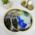 round Mirror Embossed Tray Metal Tea Tray Home Tray Watercolor Elegant Plate