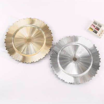 European Plate Hotel Wedding Festival Placemat Plate Plastic Tray Electroplating Craft Plate Decorative Tray