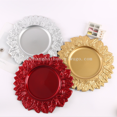 European Plate Hotel Wedding Festival Placemat Plate Plastic Tray Electroplating Craft Plate Flower Disk Decorative Tray