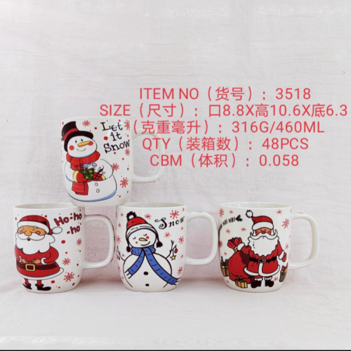 Factory Direct Ceramic Creative Personality Trend New Fashion Water Cup Ceramic Drum Belly Cup Christmas Series 3518
