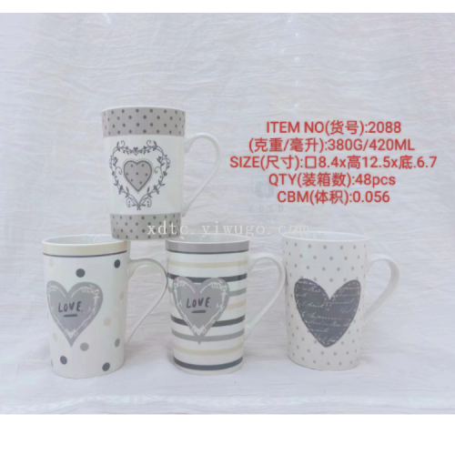 Factory Direct Sales Ceramic Creative Personalized Trend New Fashion Water Cup Series High Cone Cup Heart Flower 2088